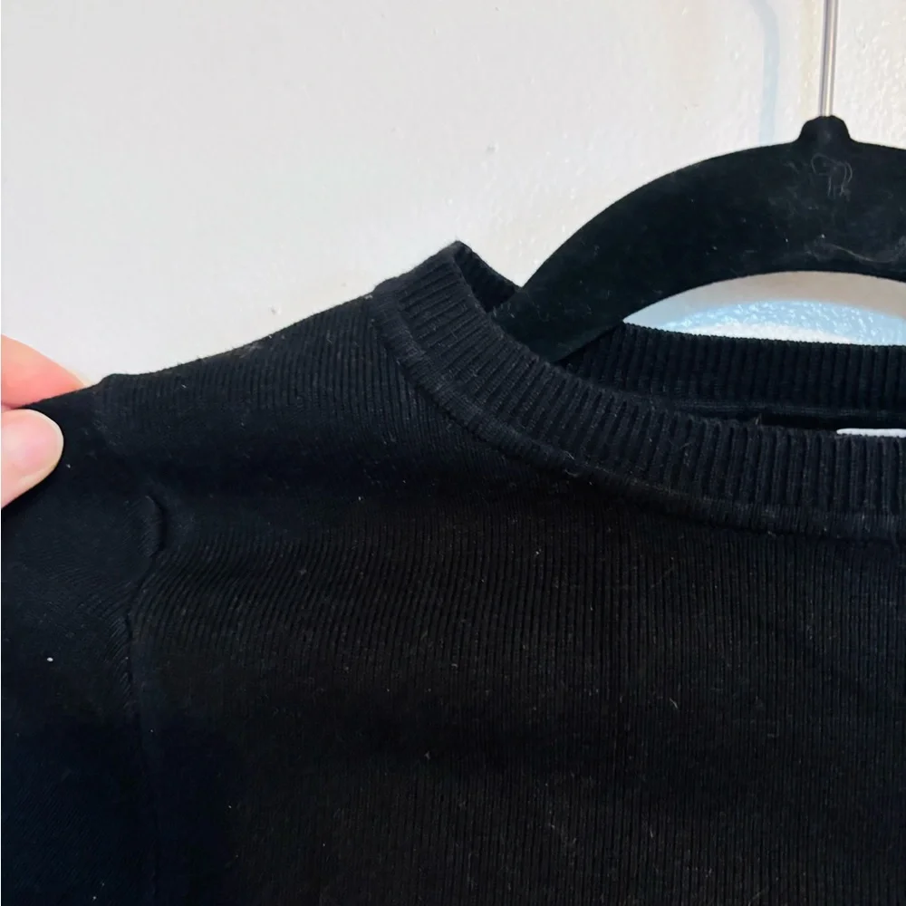 Zara black long sleeve crop top with high neckline size small